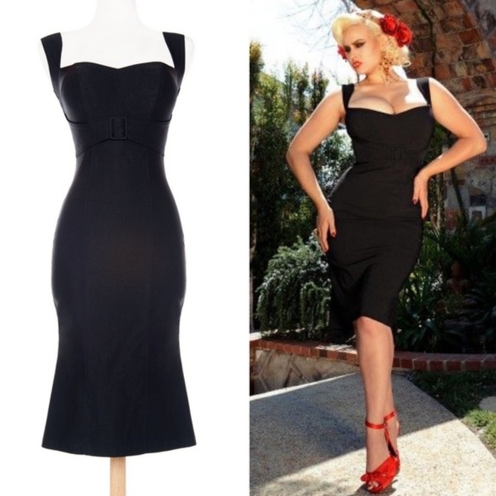 Pinup Couture Jessica Wiggle Pencil Vintage Dress In Black Size Small